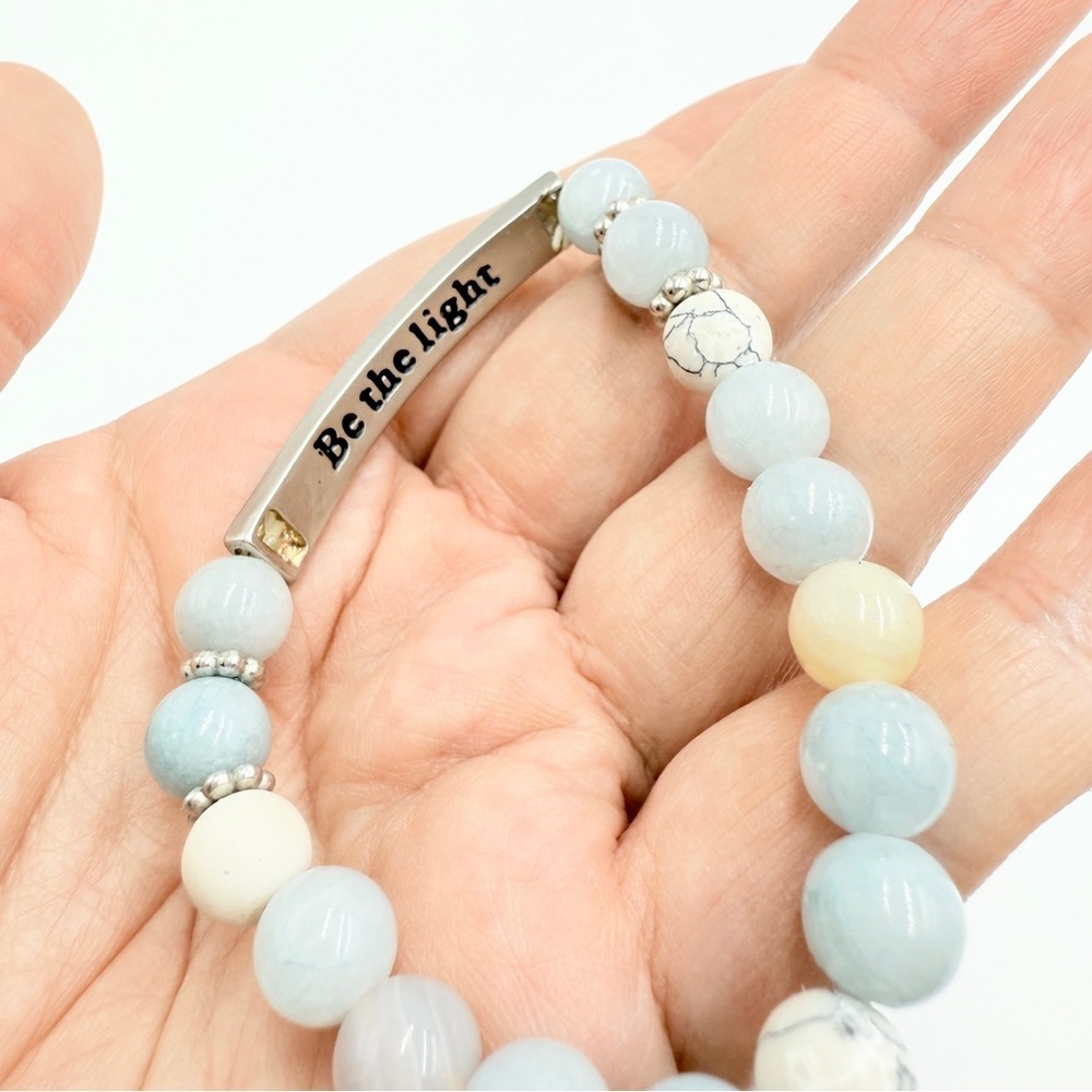 Be the Light / Grace Double-Sided Inspirational Gemstone Beaded Bracelet